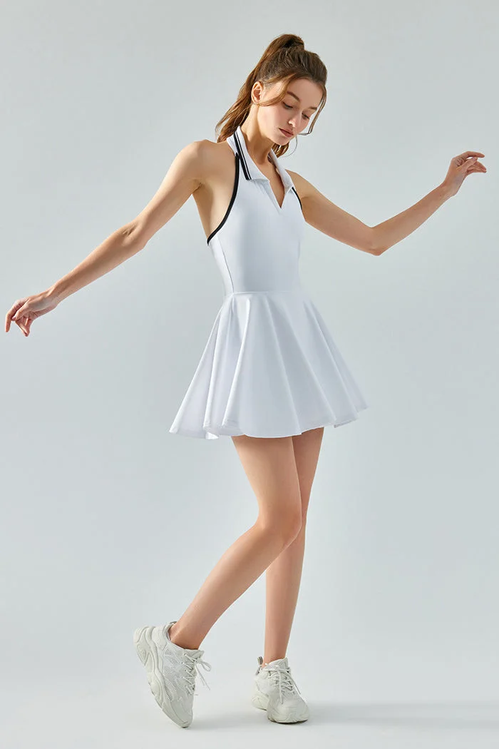 SVL White Padel & Tennis Dress with Built-In Bra & Shorts - White - SVL for Women | Best Price UAE
